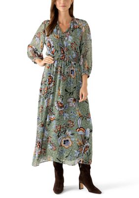 Vince Camuto Women's Tie Neck Floral Maxi Dress, Medium