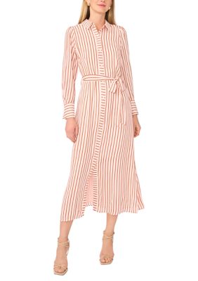 Vince Camuto Women's Roll Sleeve Striped Shirtdress, XS