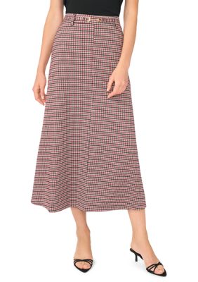 Vince Camuto Women's A-line Houndstooth Midi Skirt, XL