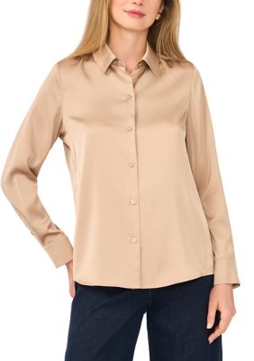Vince Camuto Women's Button Front Satin Blouse, XL