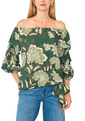Vince Camuto Women's Off the Shoulder Chacha Floral Blouse, Small