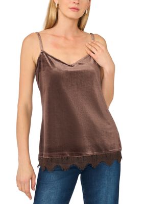 Vince Camuto Women's Lace Trim Velvet Cami, XS
