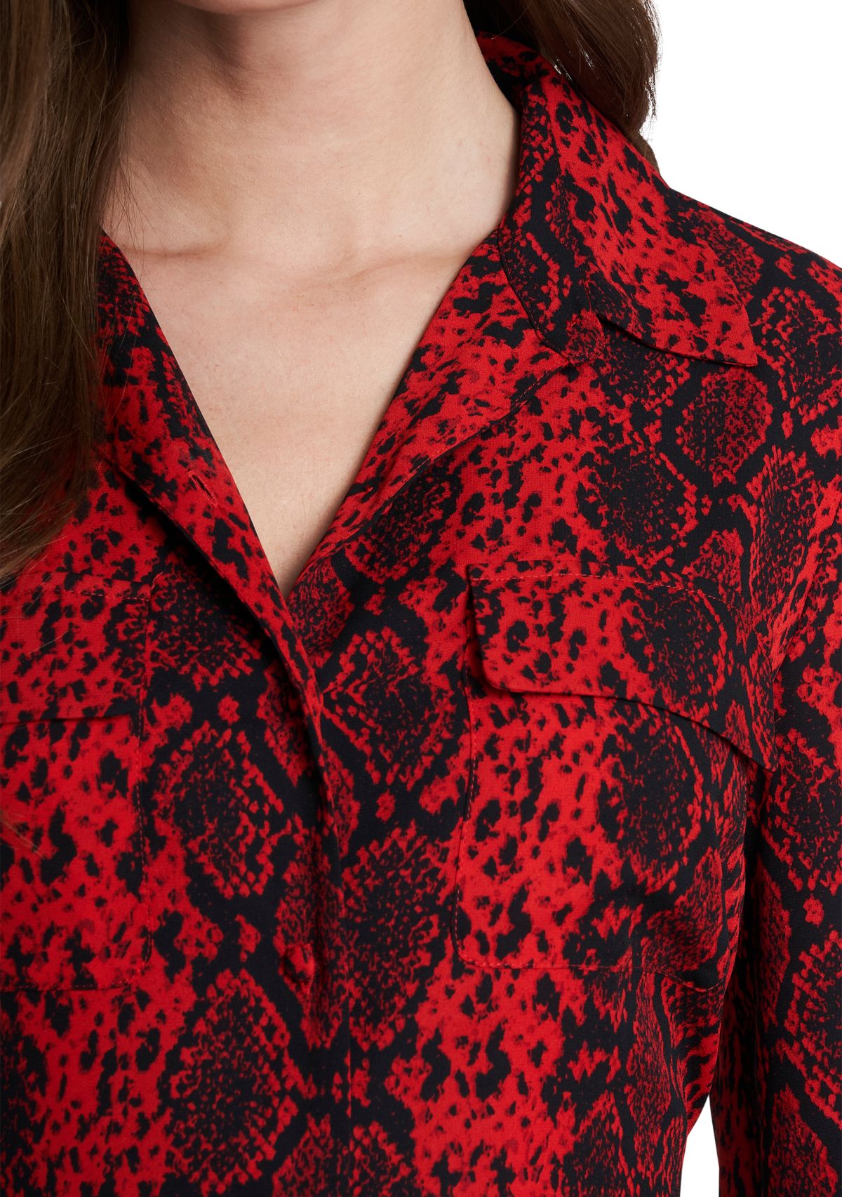 Womens Long Sleeve Printed Asymmetrical Hem Shirtdress