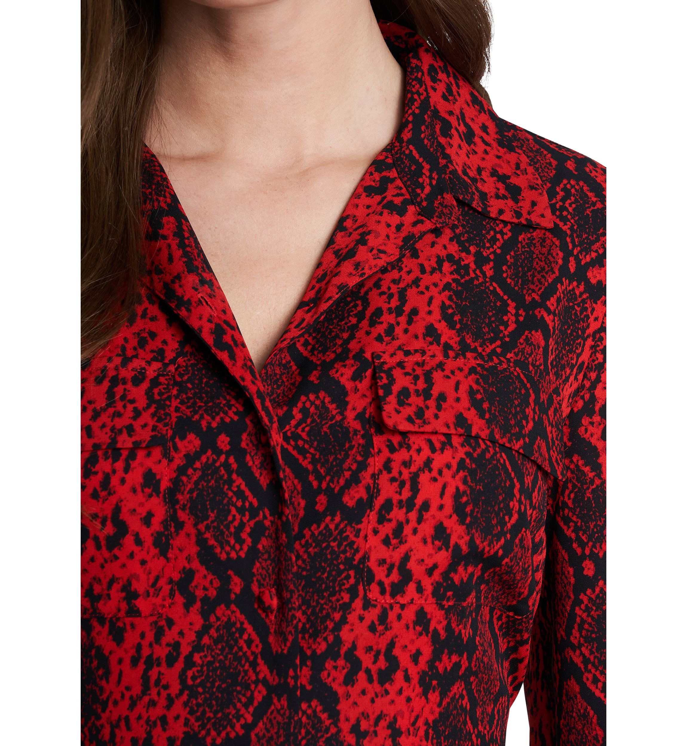 Womens Long Sleeve Printed Asymmetrical Hem Shirtdress