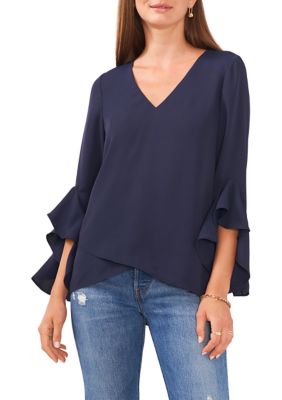 Women's V-Neck Flutter Sleeve Top