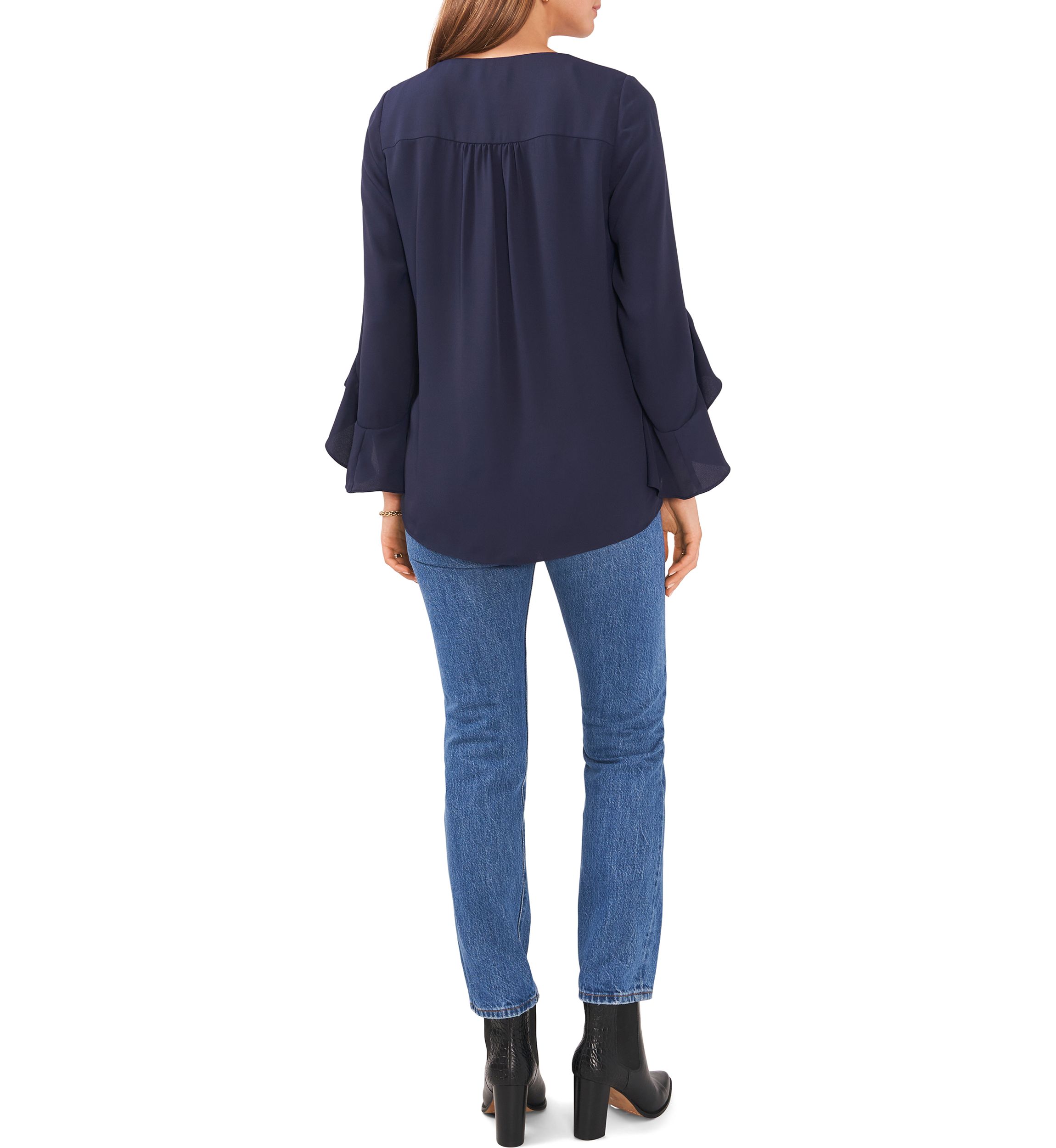  Womens V-Neck Flutter Sleeve Top 