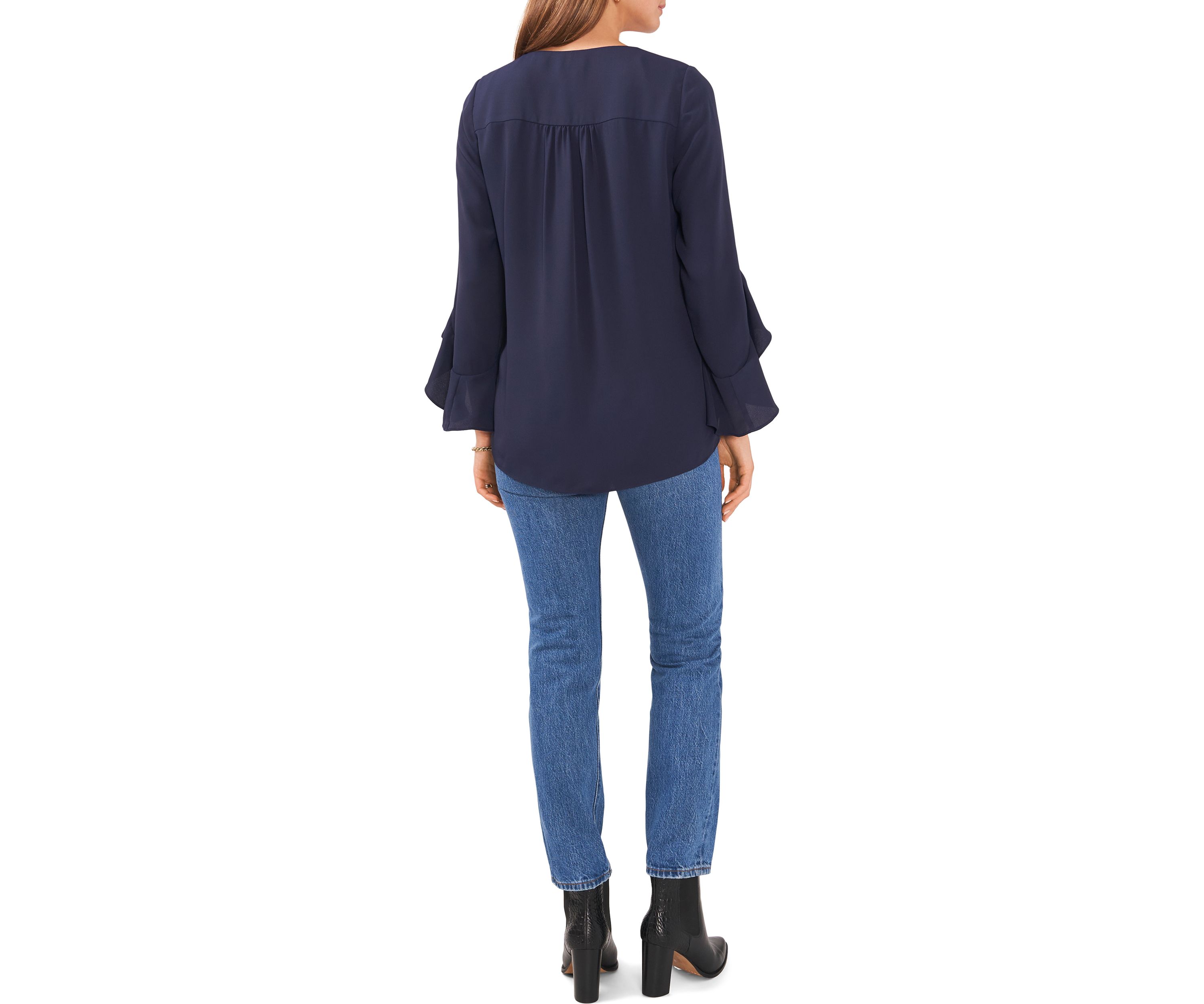  Womens V-Neck Flutter Sleeve Top 