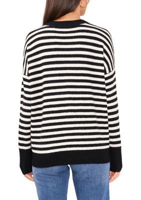 Vince Camuto Long Sleeve Crew Neck Sequin Stripe Cozy Knit Sweater
