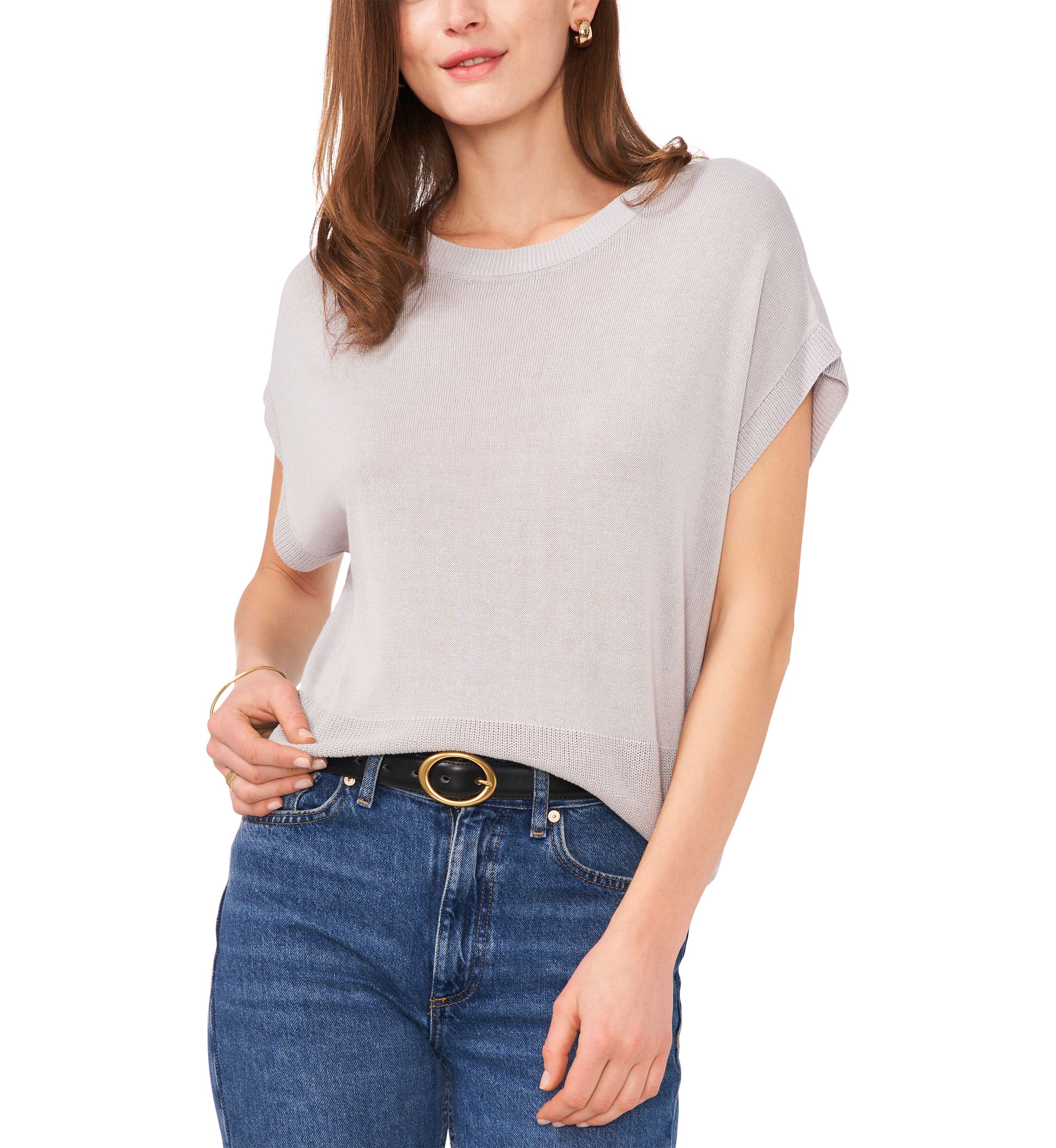 Womens Solid Drop Shoulder Sweater