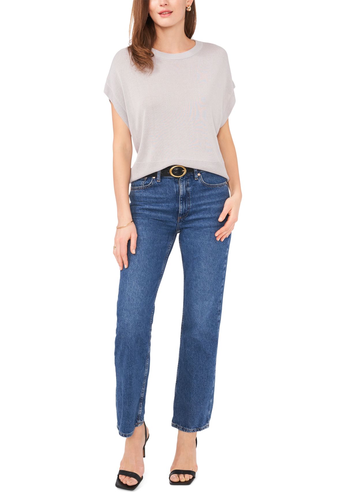 Womens Solid Drop Shoulder Sweater