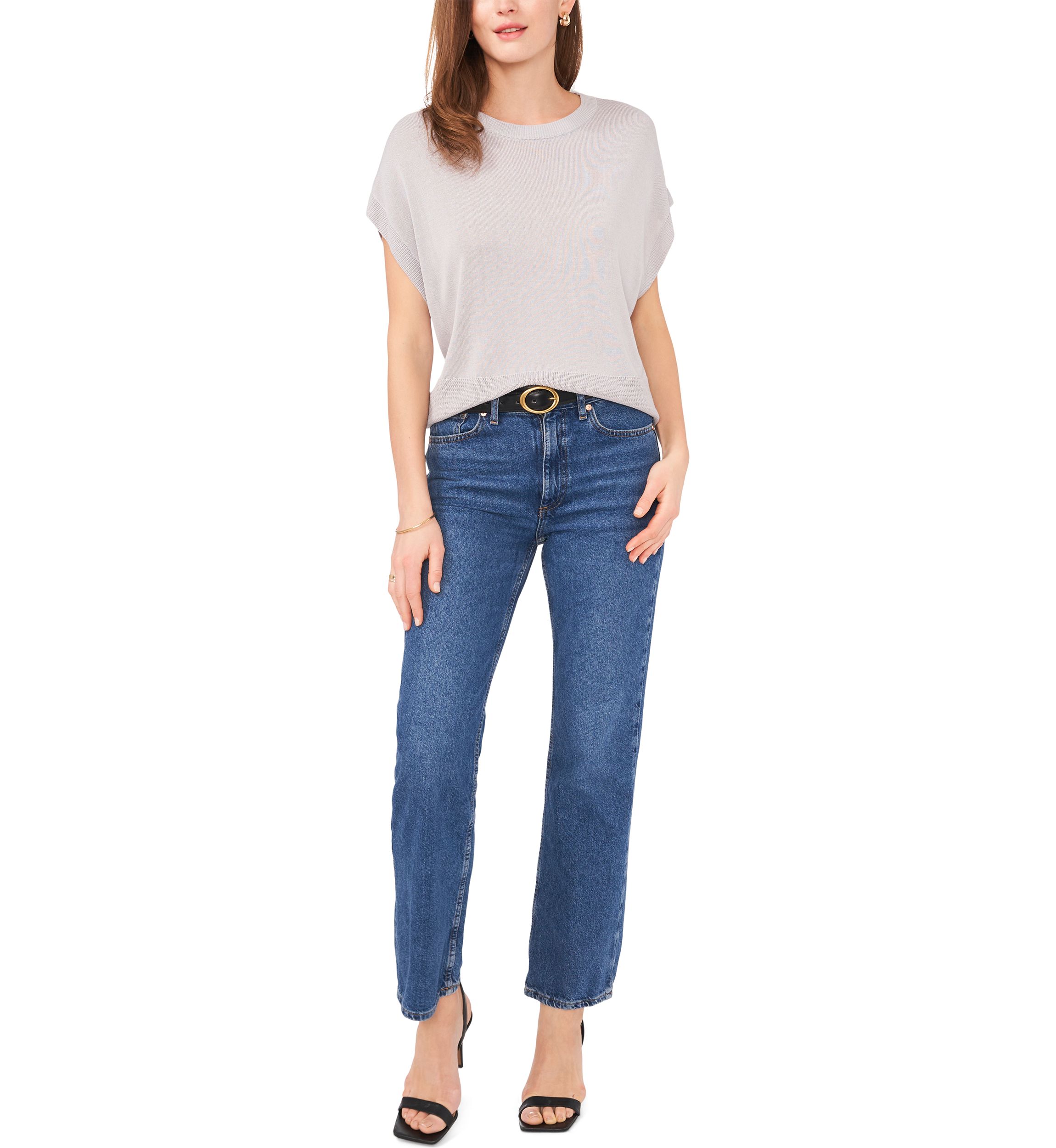 Womens Solid Drop Shoulder Sweater