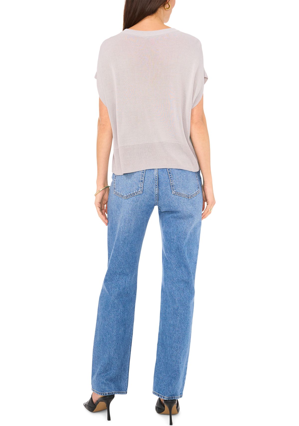 Womens Solid Drop Shoulder Sweater