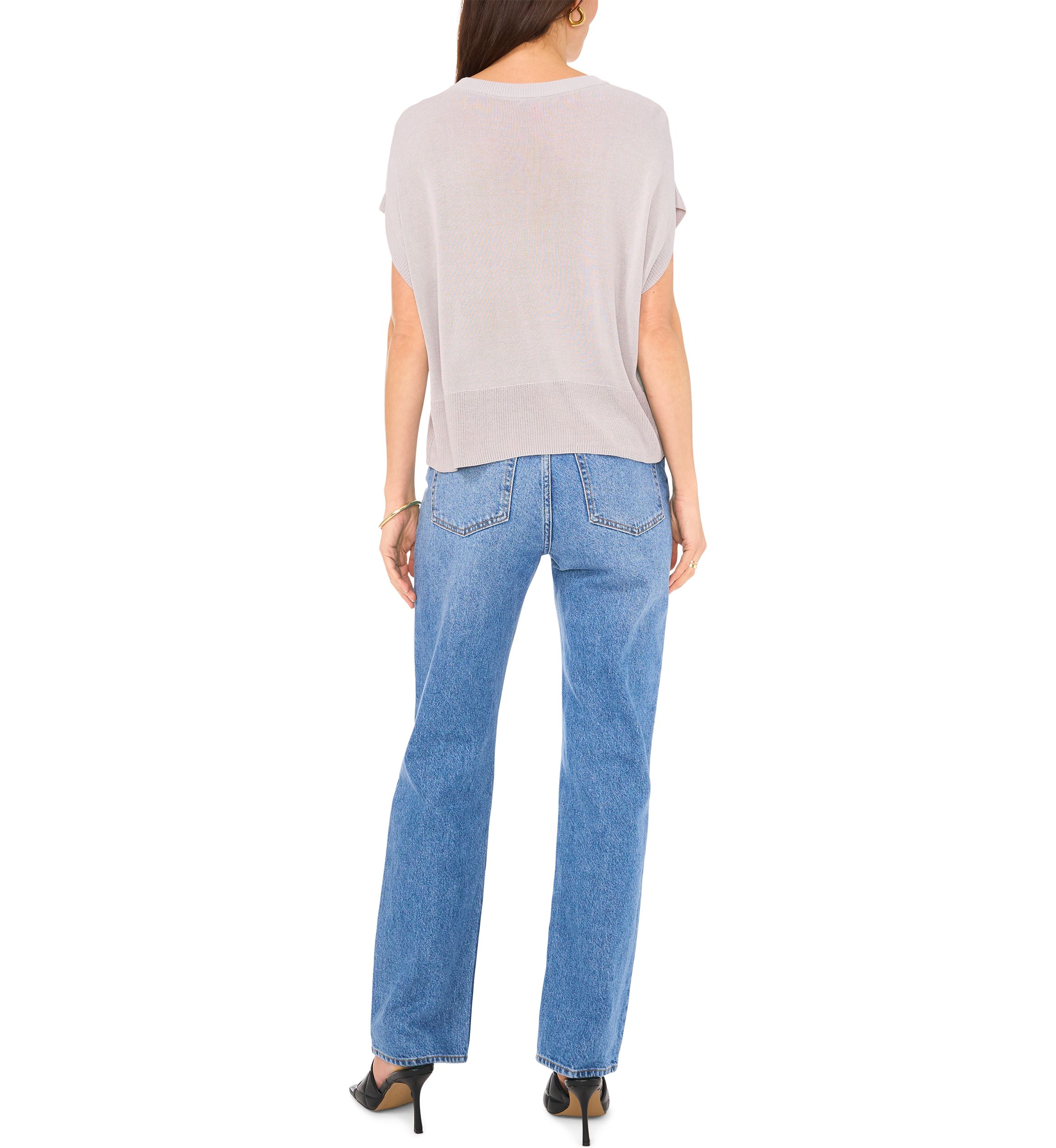 Womens Solid Drop Shoulder Sweater