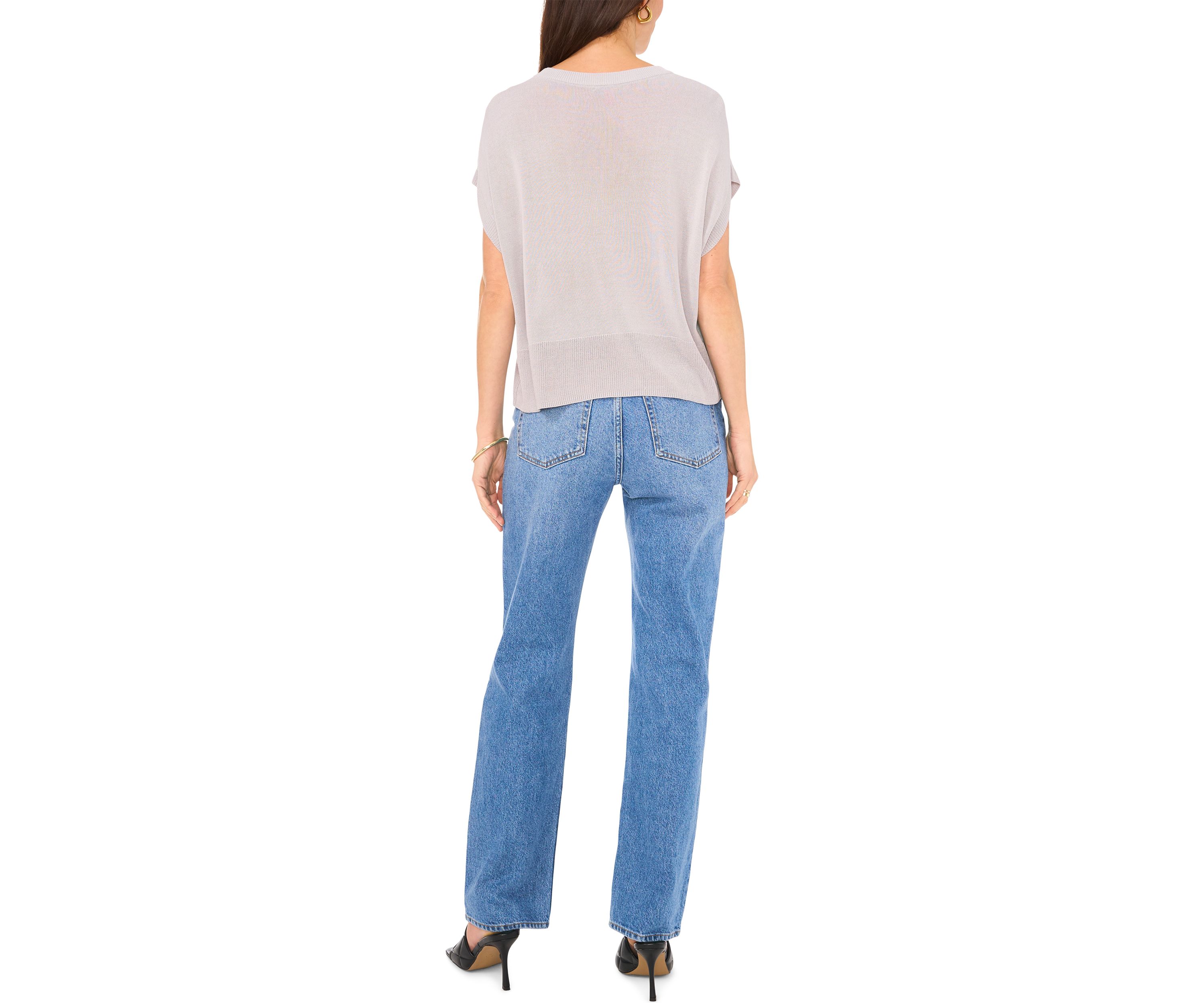 Womens Solid Drop Shoulder Sweater