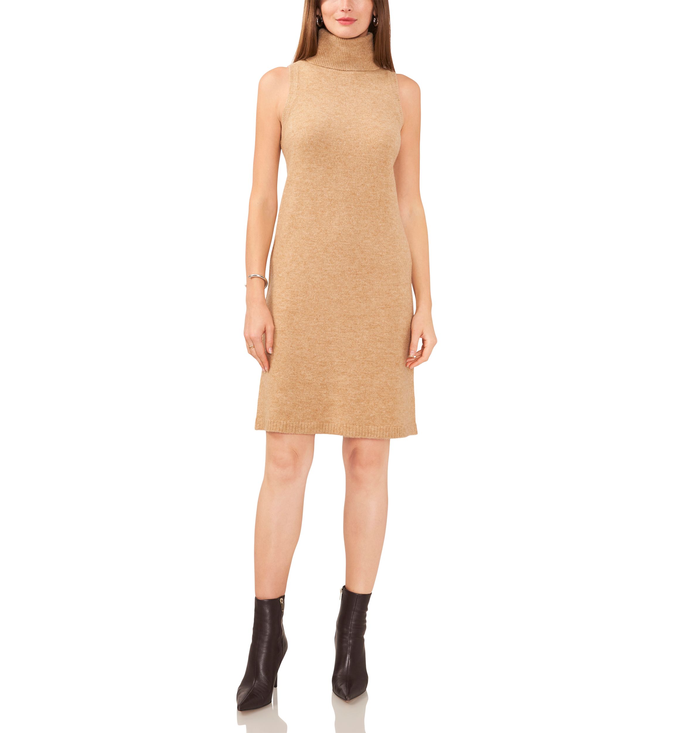Womens Sleeveless Turtleneck Sweater Dress