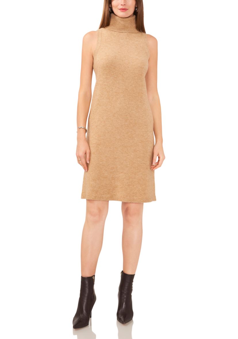 Womens Sleeveless Turtleneck Sweater Dress