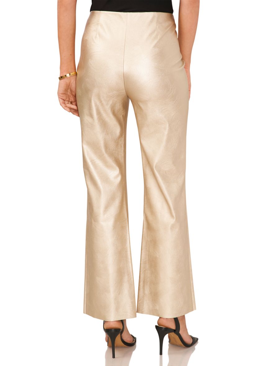 Womens Vegan Leather Bootcut Pull On Pants