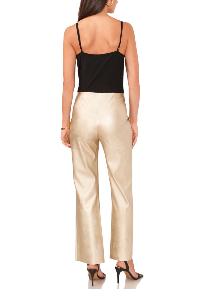 Womens Vegan Leather Bootcut Pull On Pants