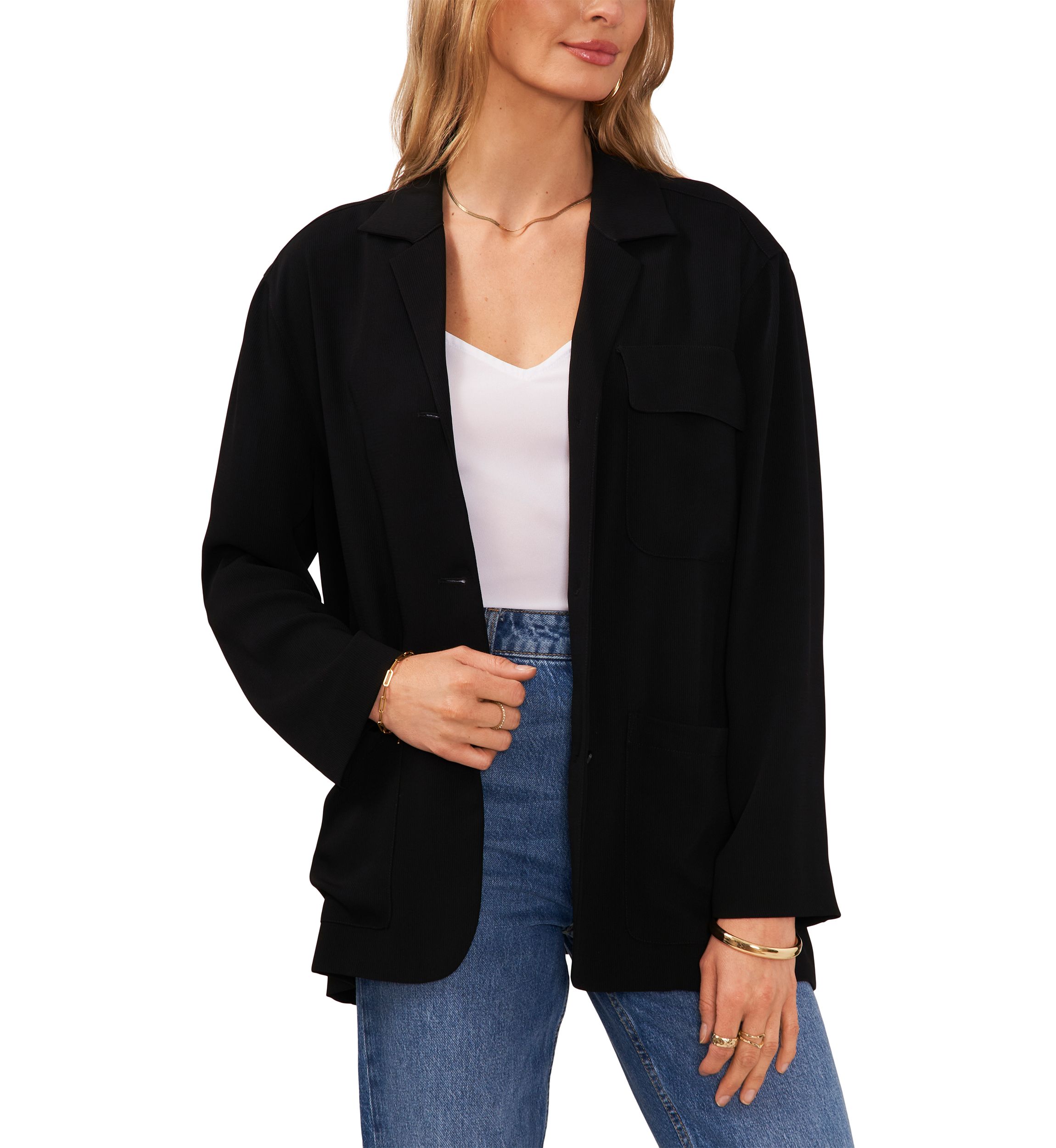 Womens Button Front Soft Jacket
