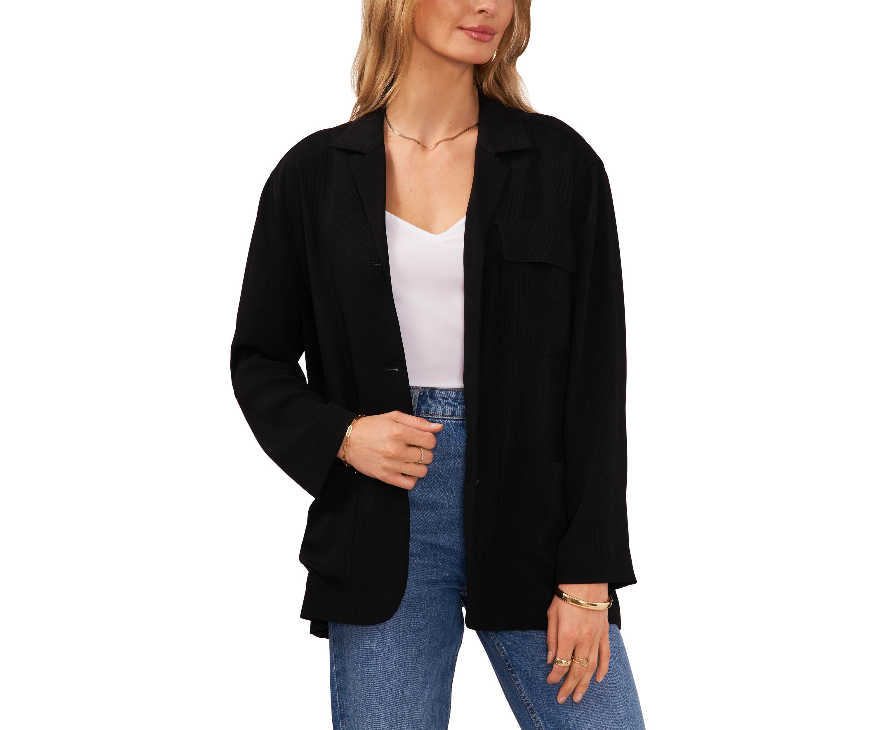 Womens Button Front Soft Jacket