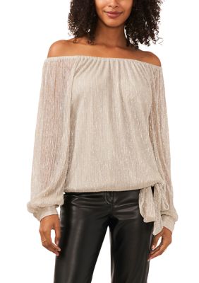 Vince camuto long sleeve ruffle store lurex top