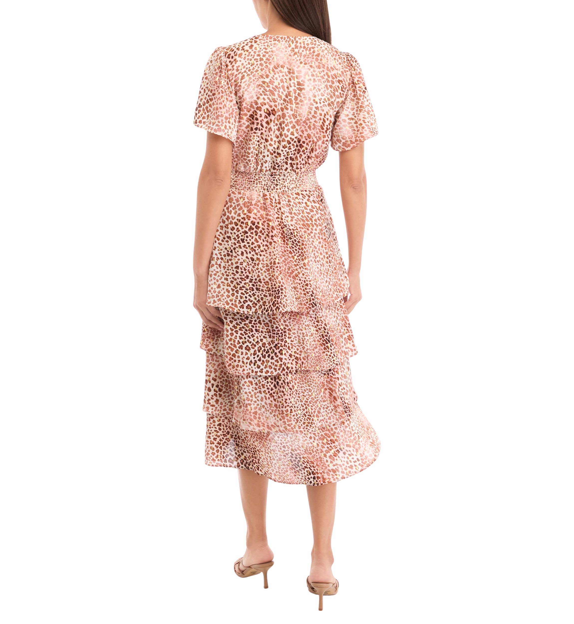 Womens Animal Print Asymmetrical Hem Midi Dress