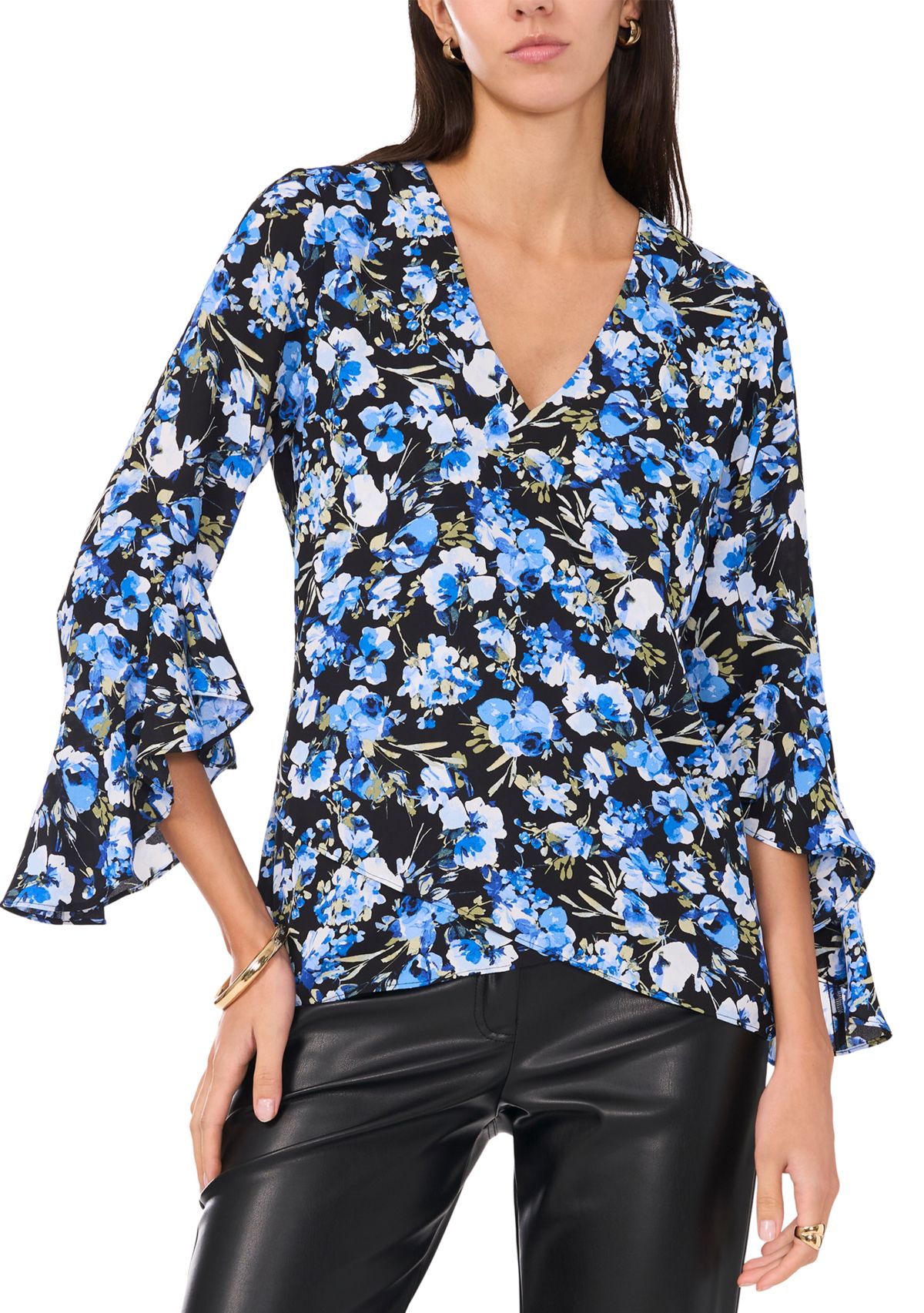 Womens Long Sleeve Cross Front Blouse