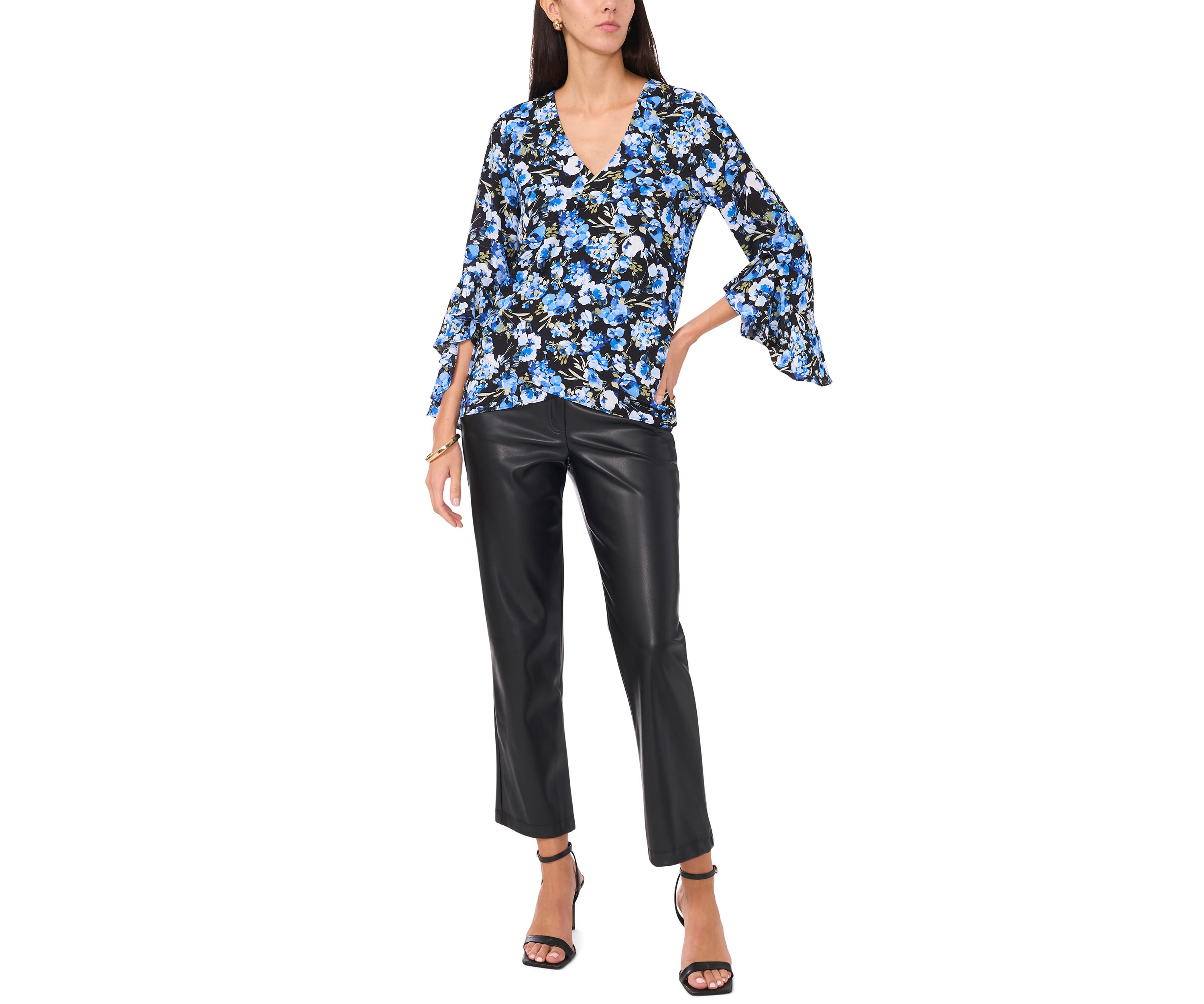 Womens Long Sleeve Cross Front Blouse