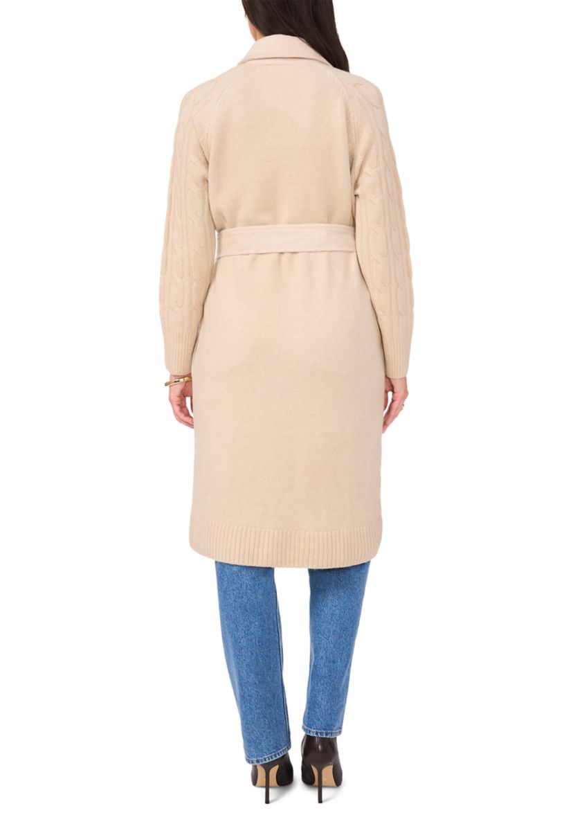 Womens Cable Sleeve Belted Shacket
