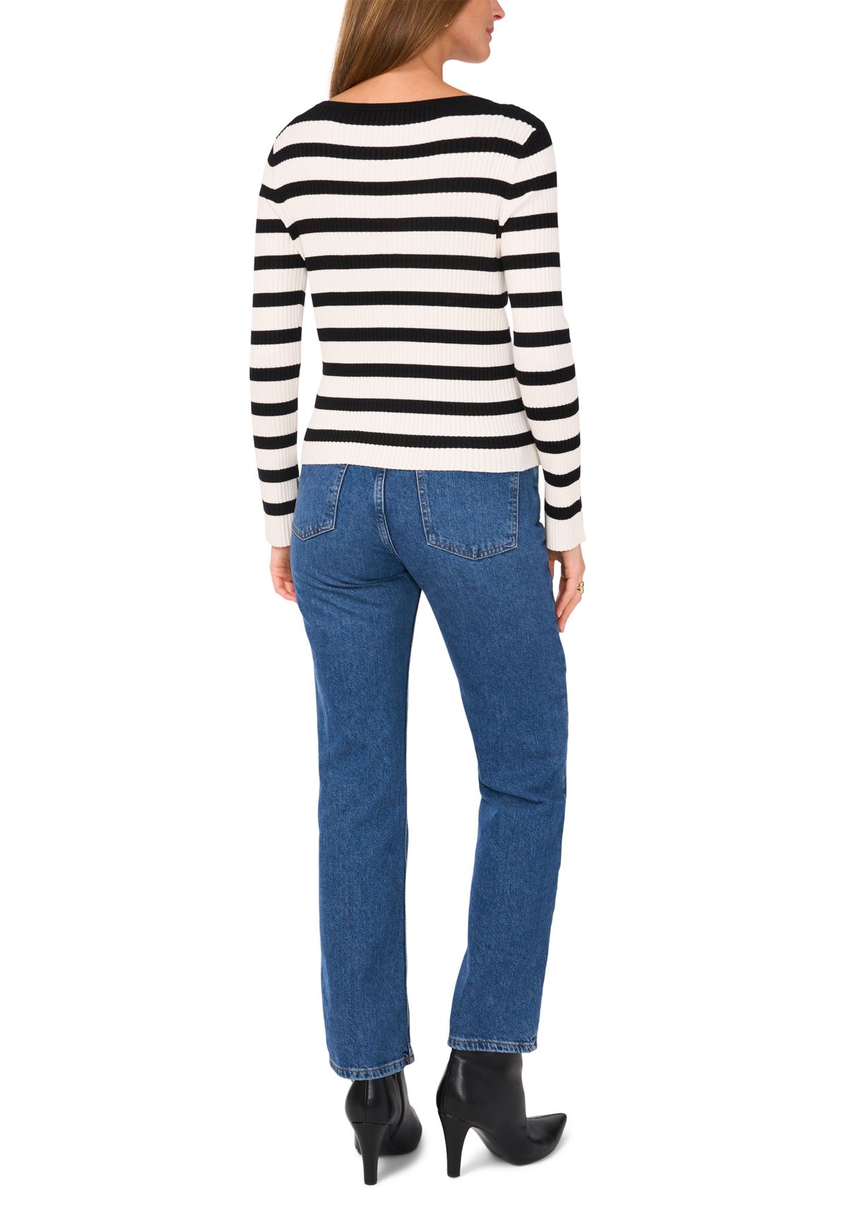 Womens Striped Ribbed Knit Sweater