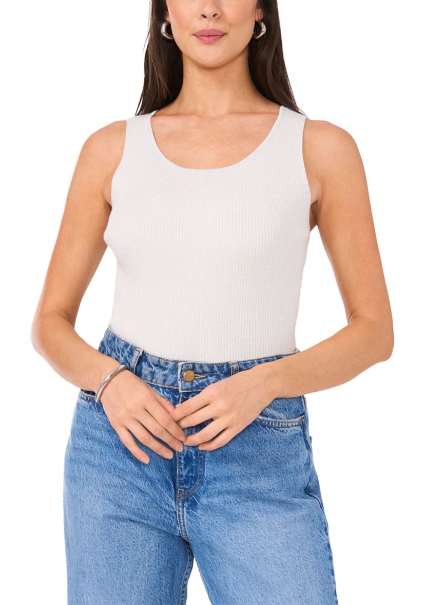 Womens Sleeveless Lurex Sweater Tank Top
