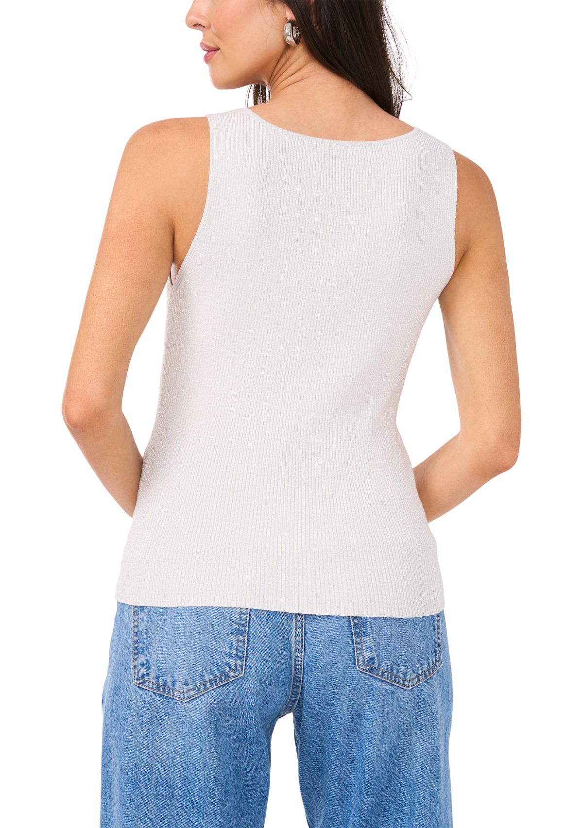 Womens Sleeveless Lurex Sweater Tank Top