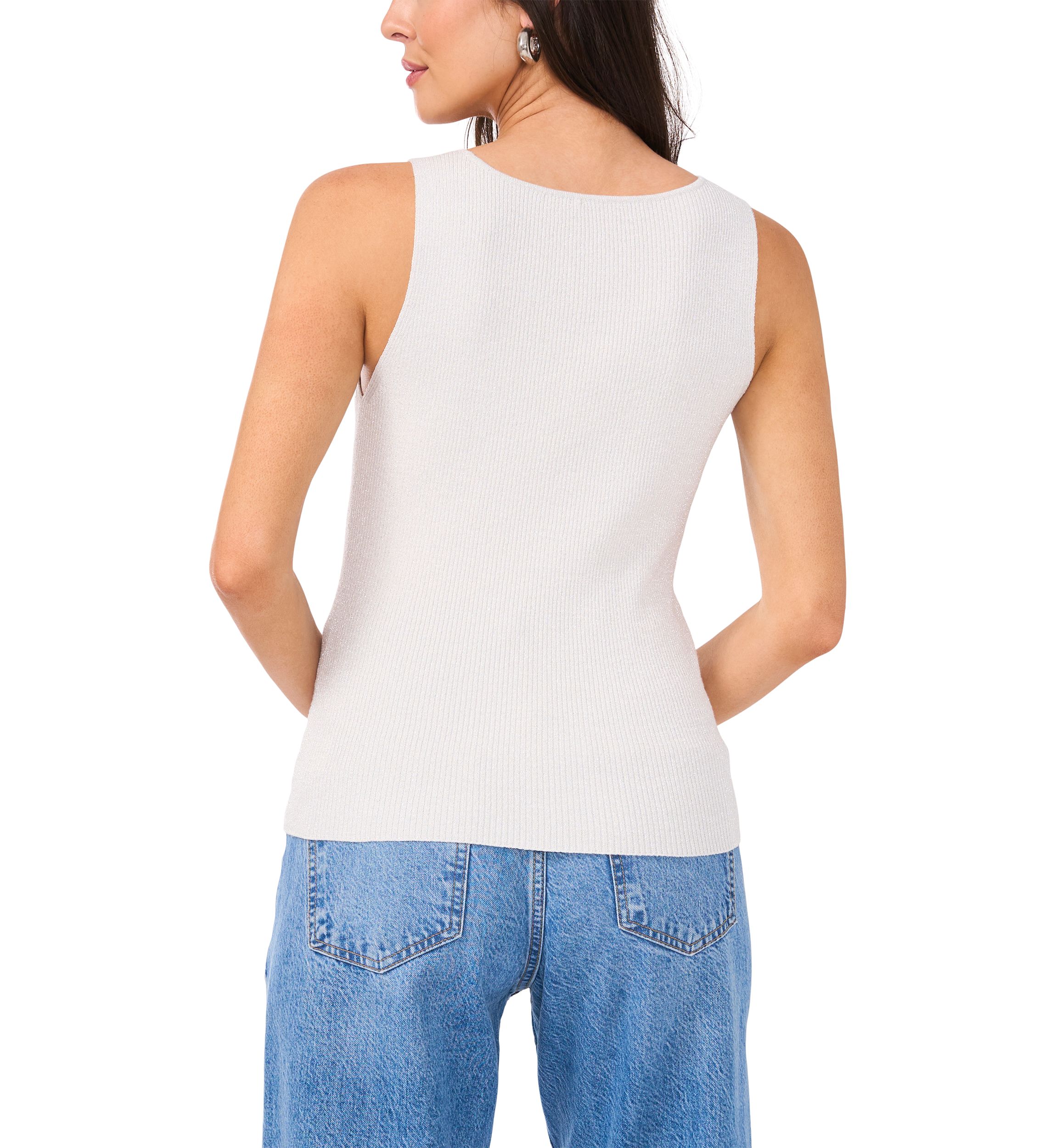 Womens Sleeveless Lurex Sweater Tank Top