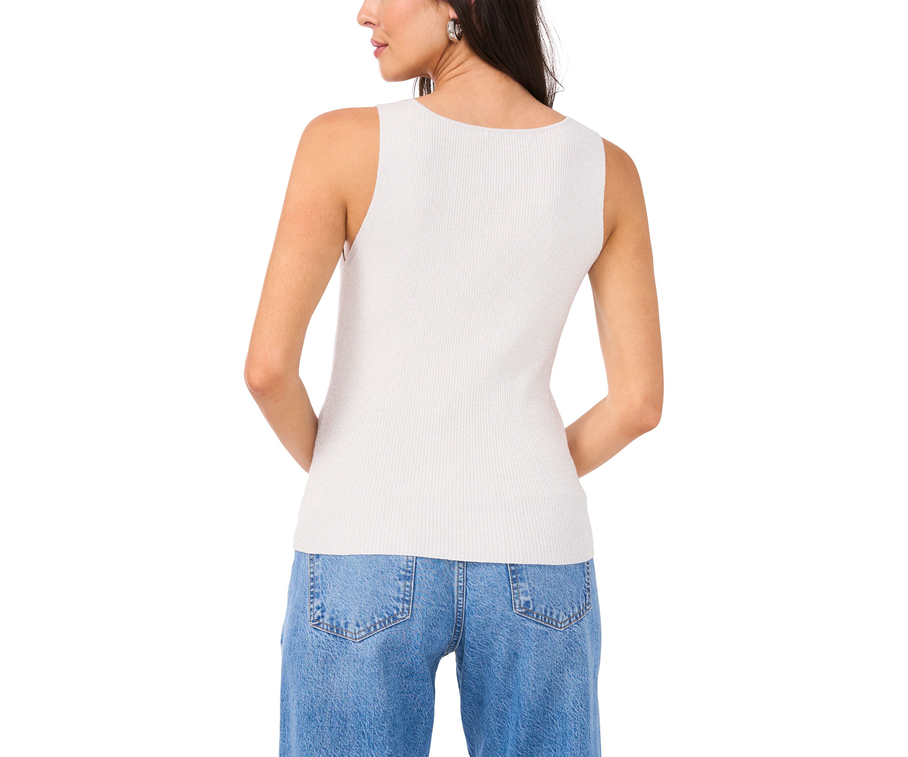 Womens Sleeveless Lurex Sweater Tank Top