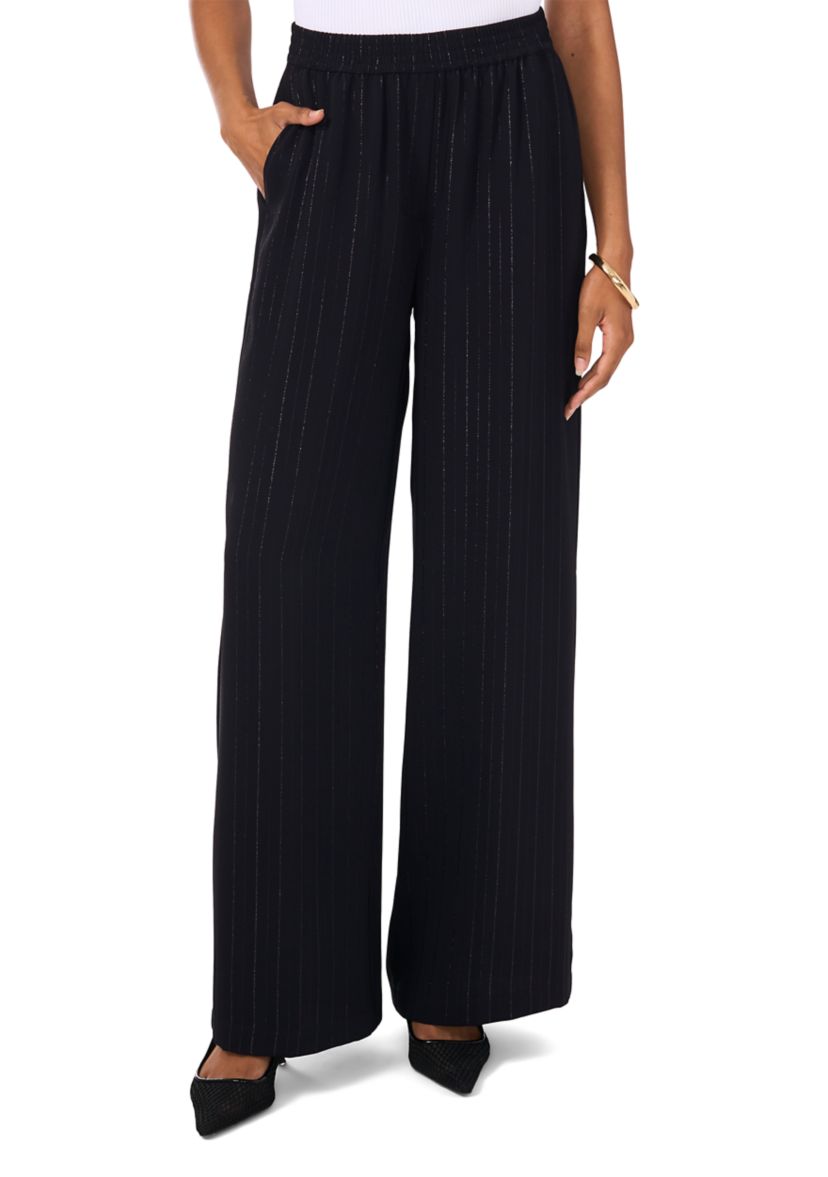 Womens Glitter Stripe Wide Leg Pants