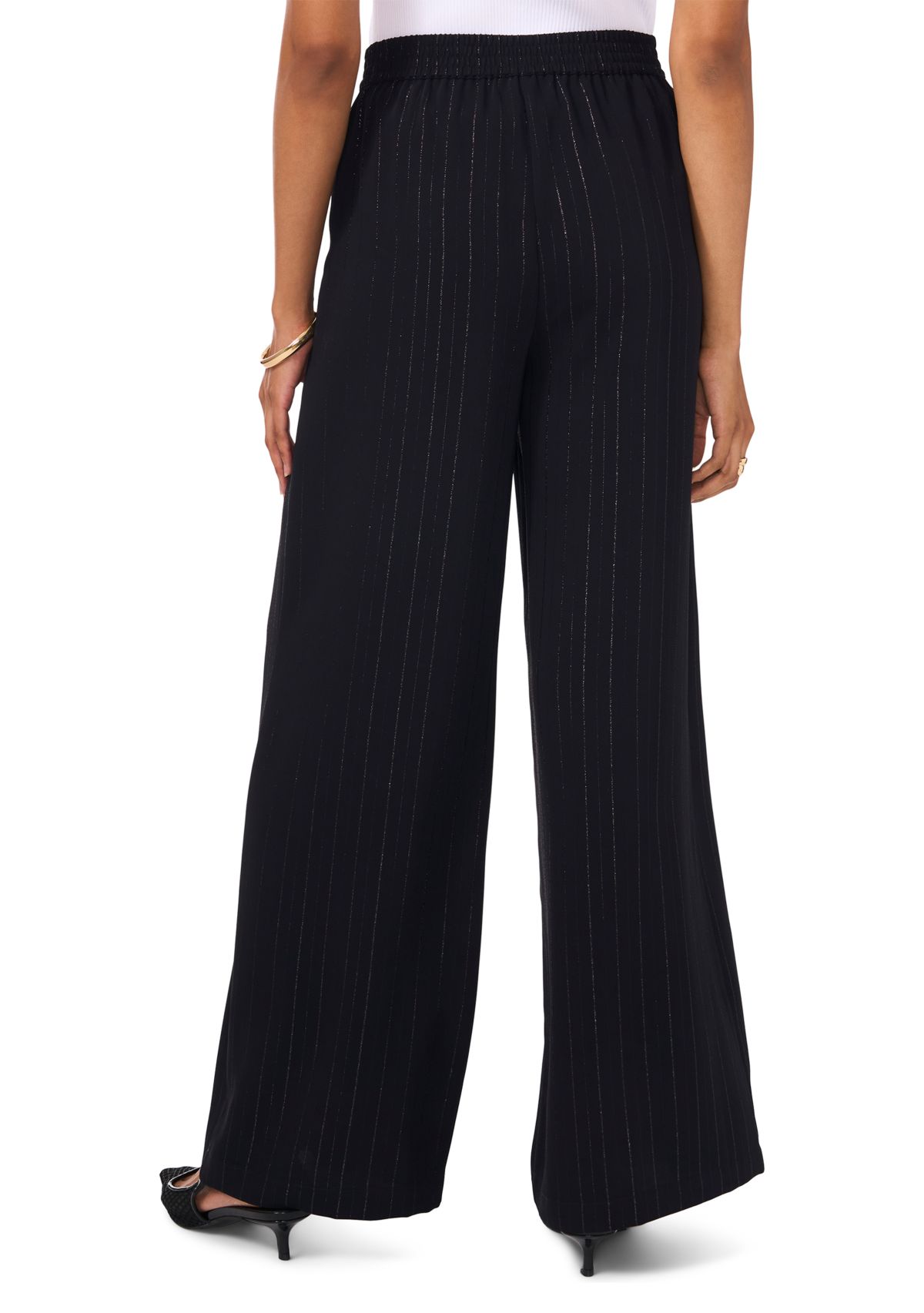 Womens Glitter Stripe Wide Leg Pants