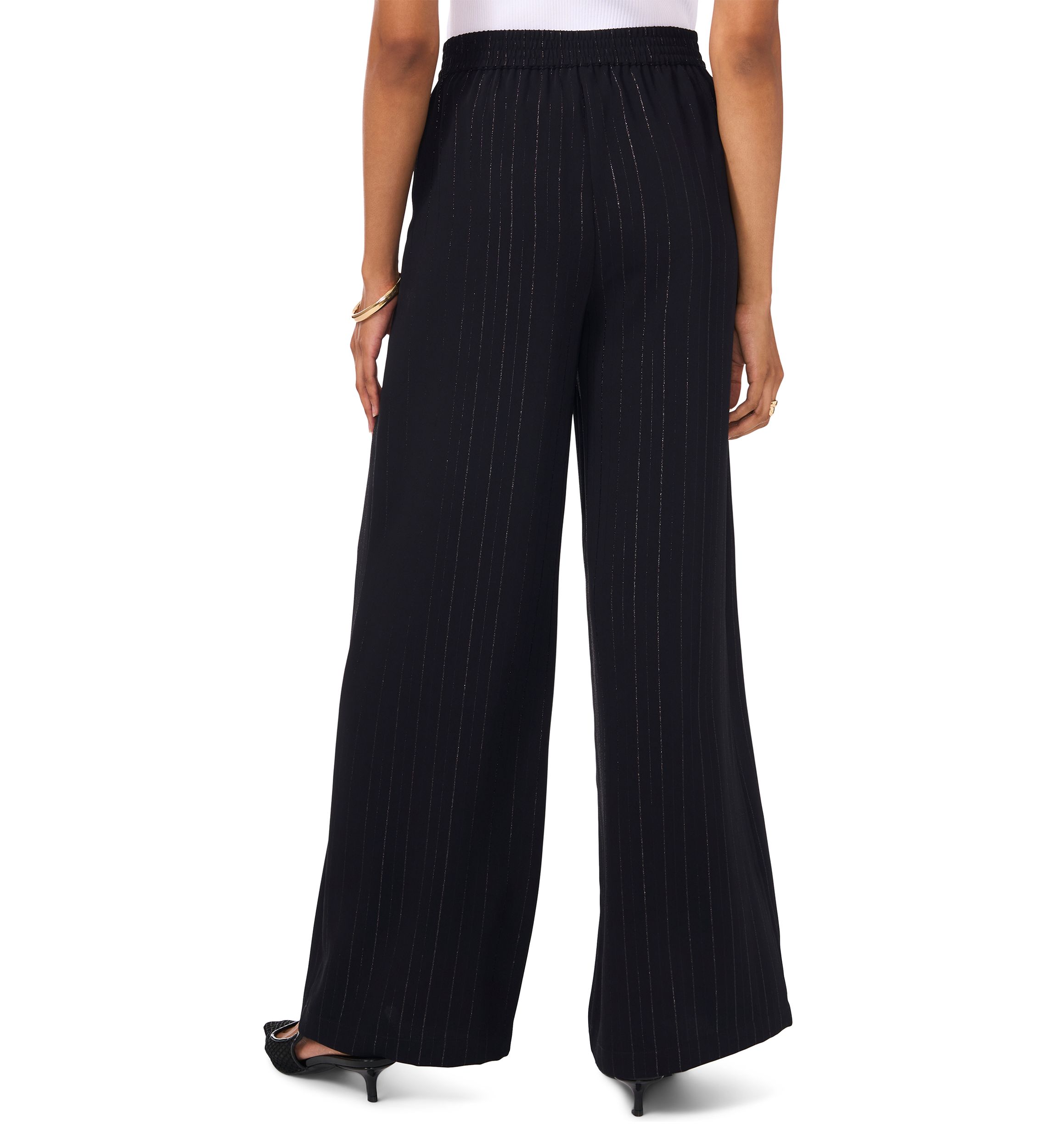 Womens Glitter Stripe Wide Leg Pants