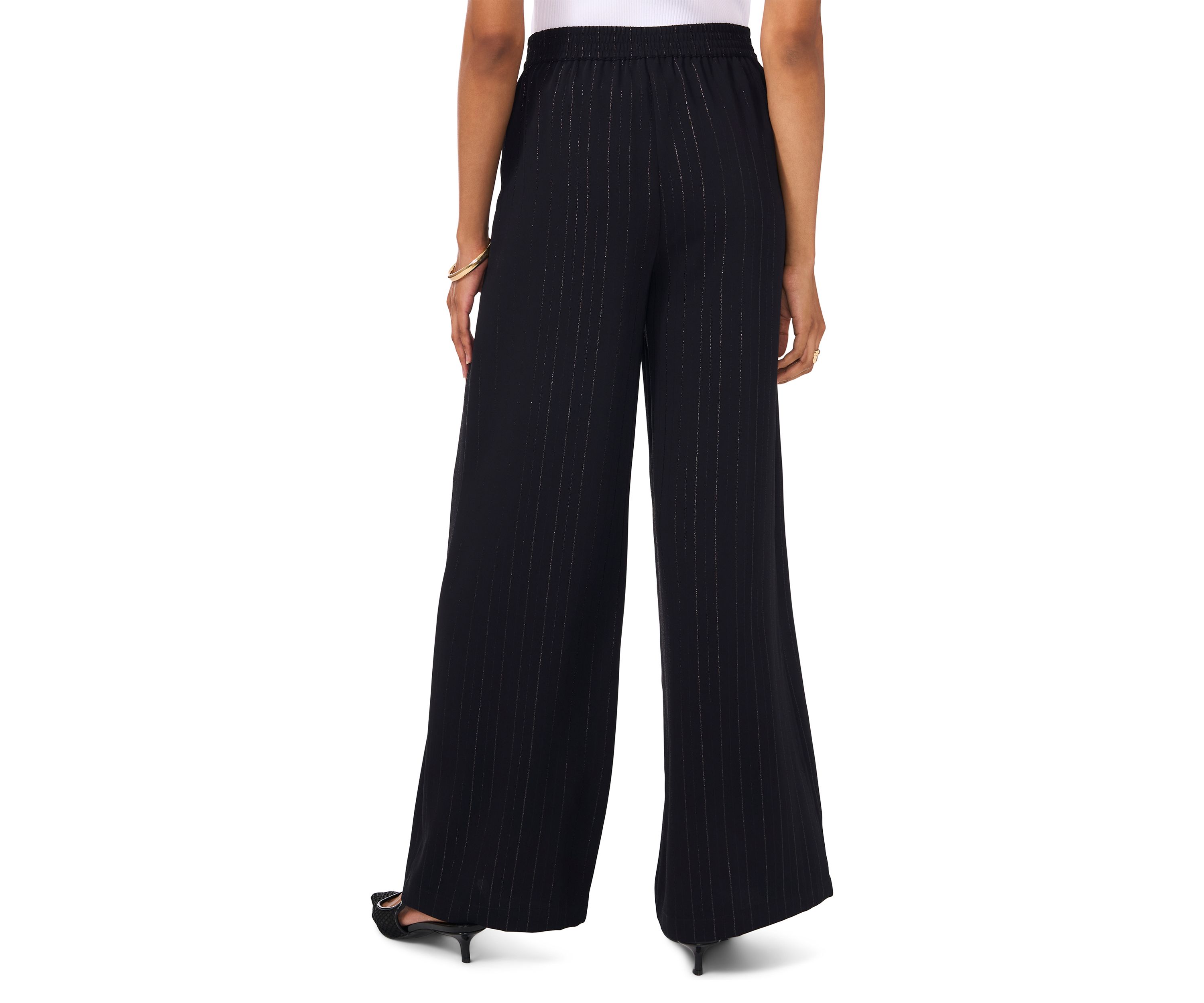 Womens Glitter Stripe Wide Leg Pants