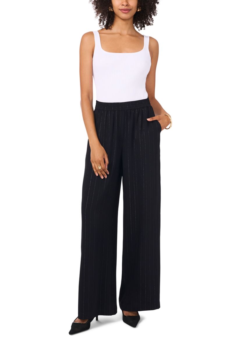Womens Glitter Stripe Wide Leg Pants