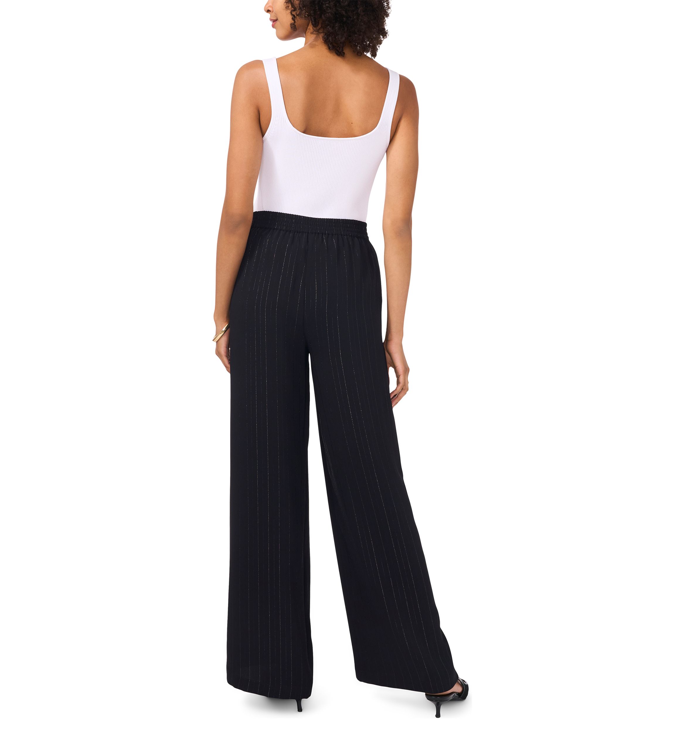 Womens Glitter Stripe Wide Leg Pants