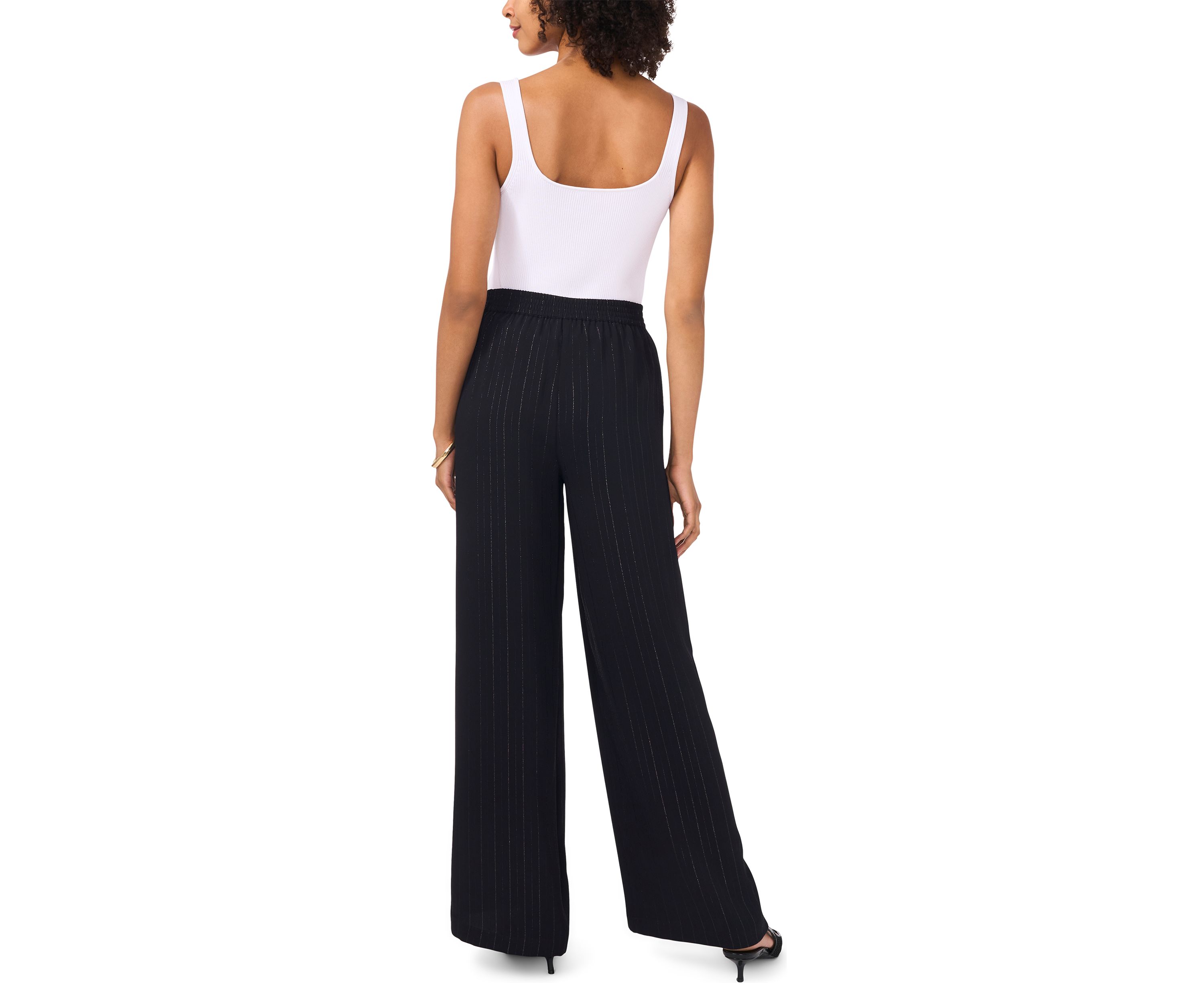 Womens Glitter Stripe Wide Leg Pants