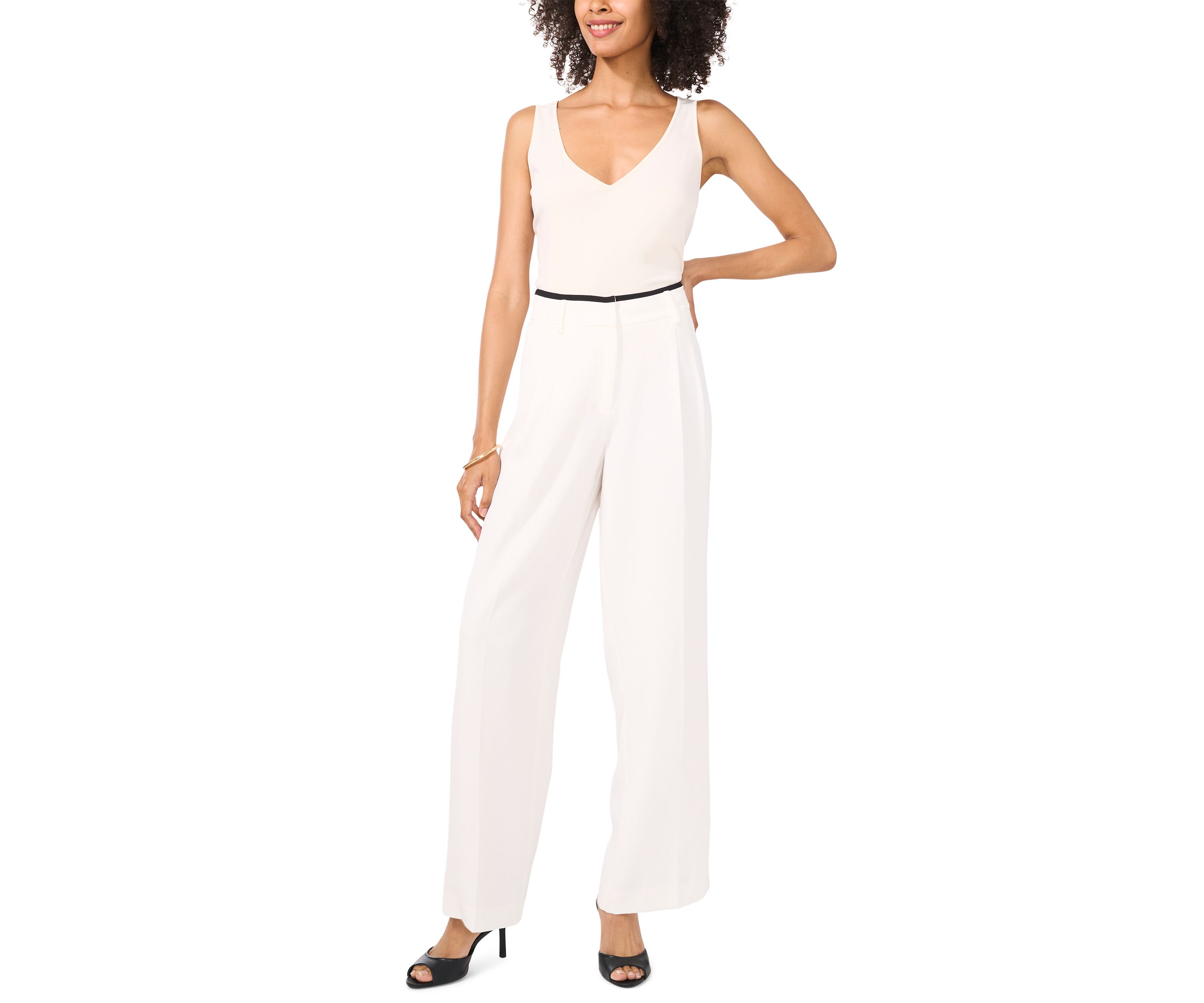 Womens Wide Leg Side Stripe Trouser Pants