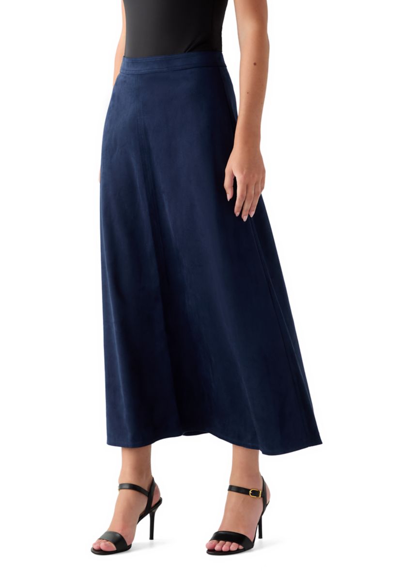 Womens A-Line Vegan Suede Skirt