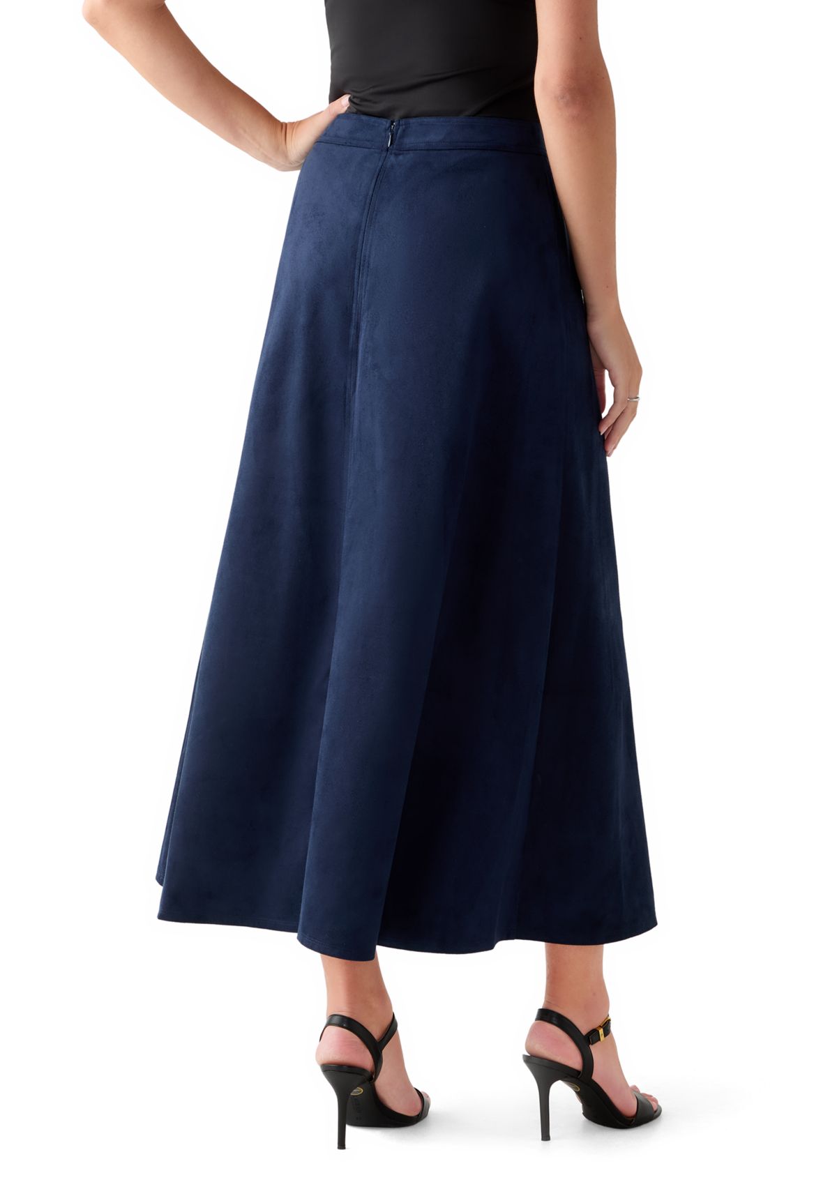 Womens A-Line Vegan Suede Skirt