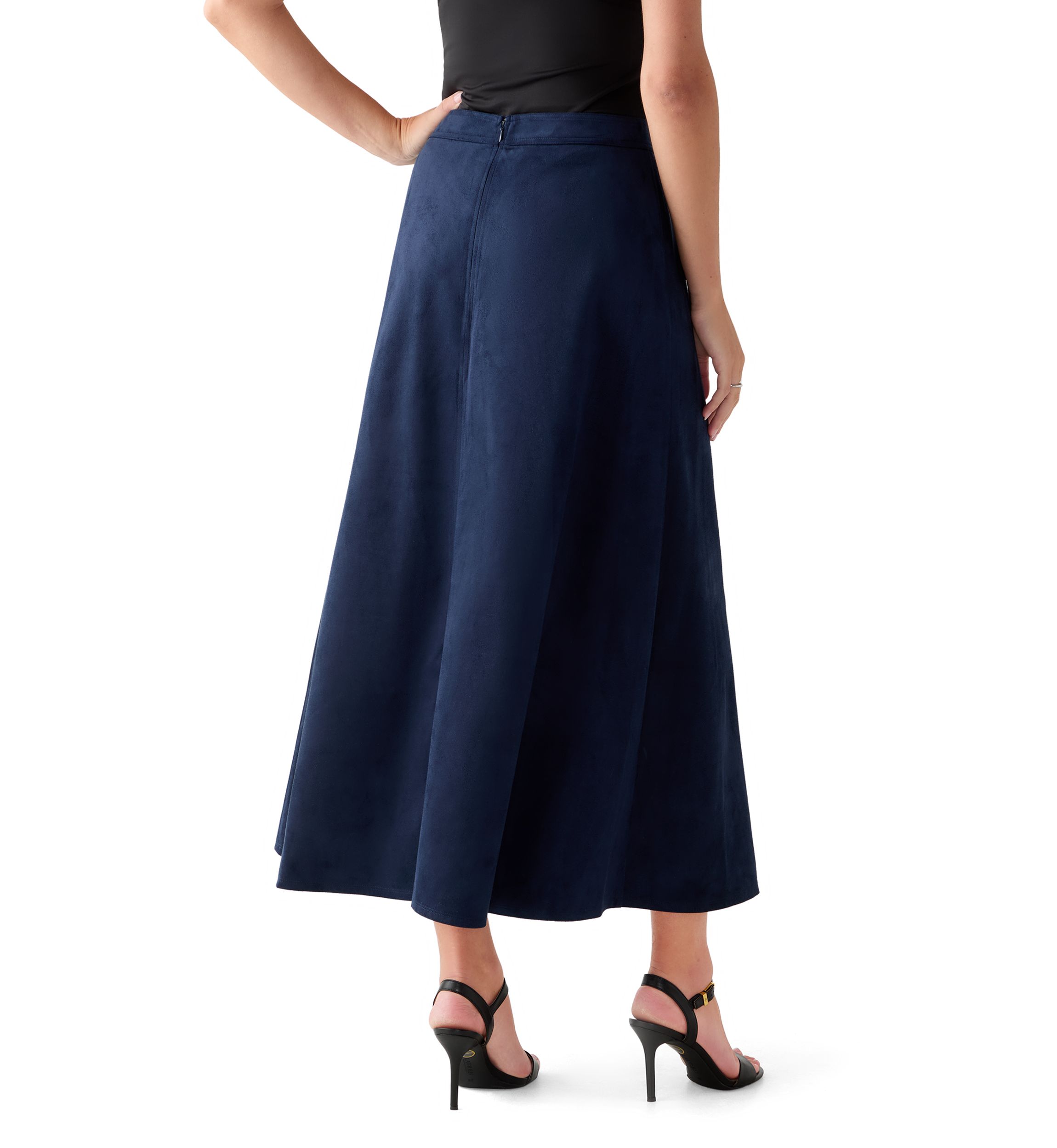 Womens A-Line Vegan Suede Skirt