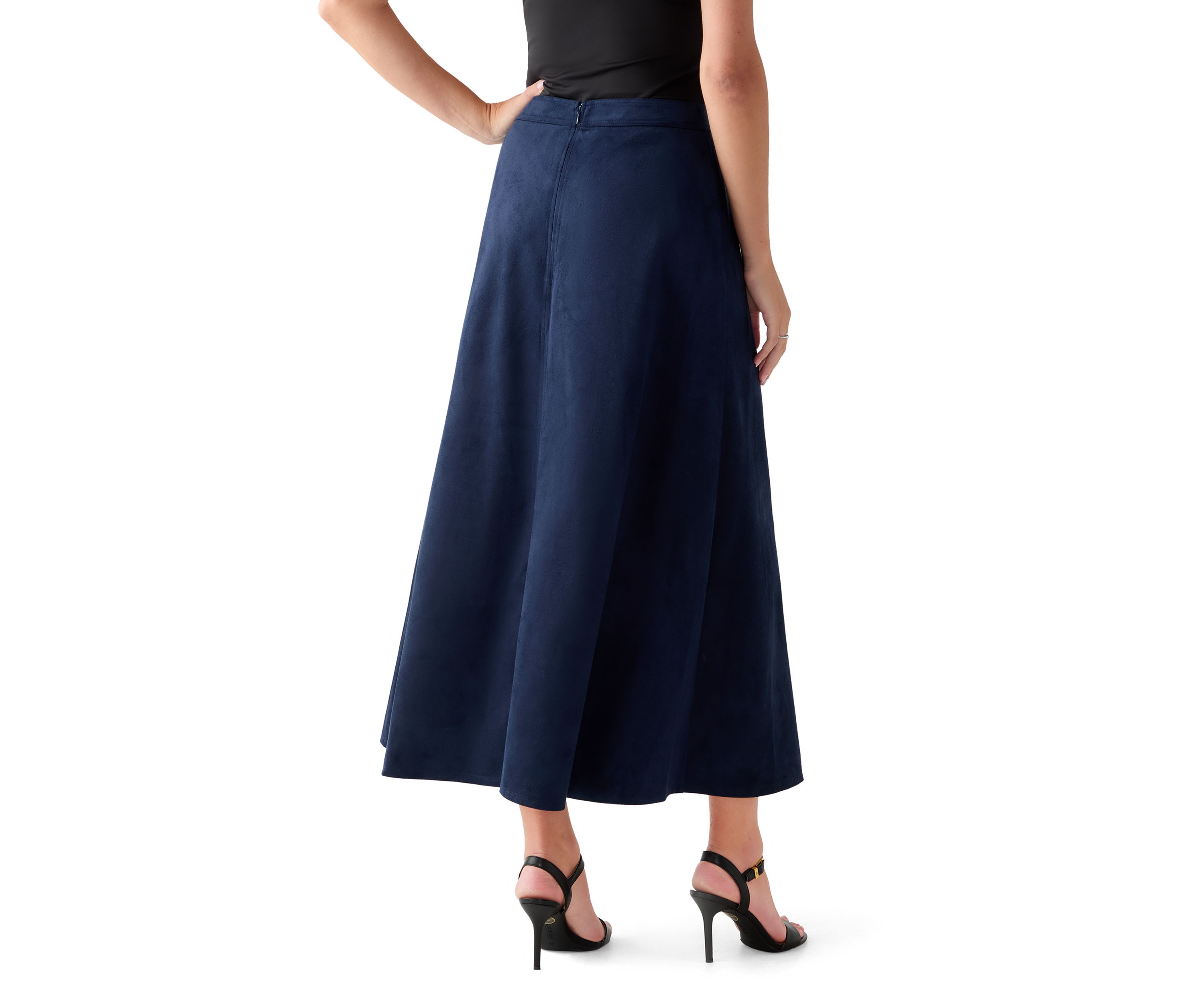 Womens A-Line Vegan Suede Skirt