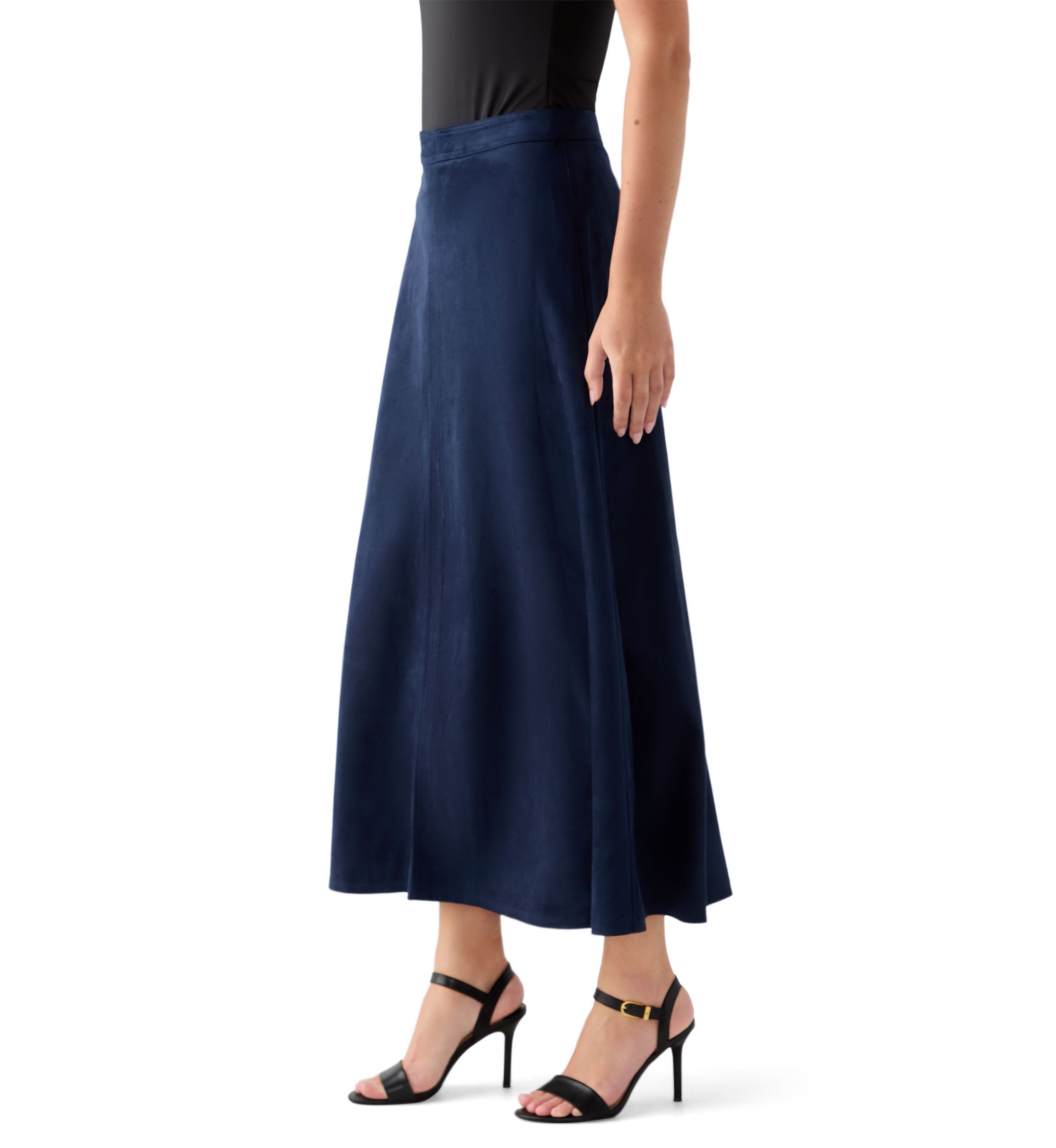 Womens A-Line Vegan Suede Skirt