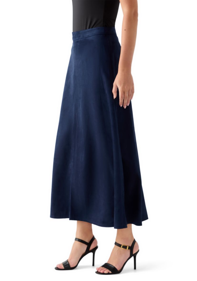 Womens A-Line Vegan Suede Skirt