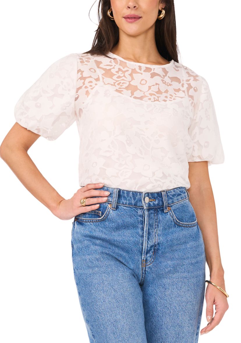 Womens Short Sleeve Lace Blouse