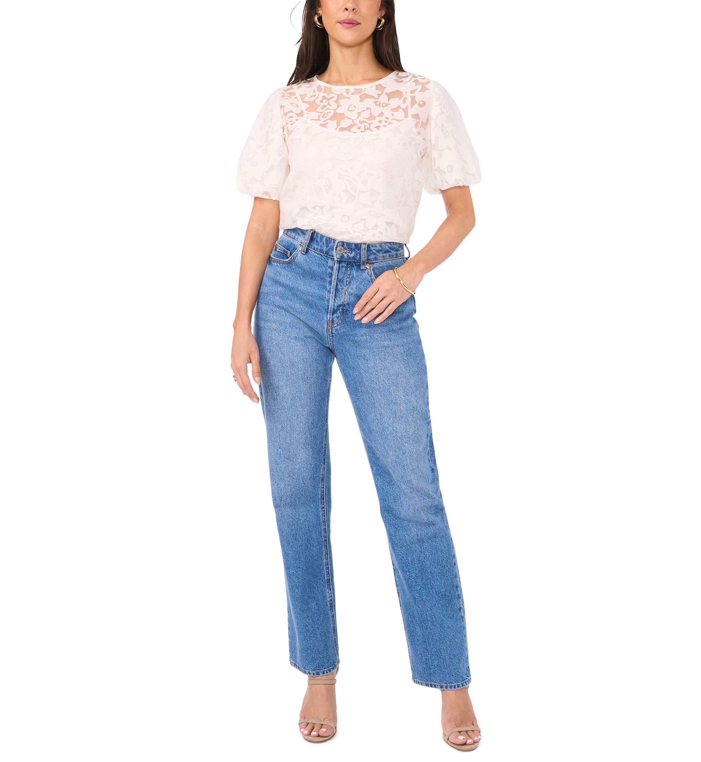 Womens Short Sleeve Lace Blouse